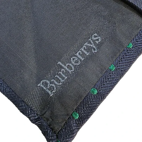 NWT Burberrys Silk Tie Navy Blue Green Dot Pattern Made in Italy Men's Power